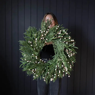 White Plum Berry Norfolk Cypress Real Touch Wreath - 24"