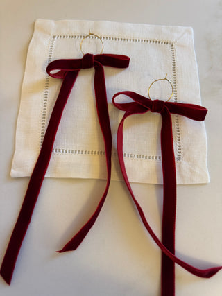 Velvet Bow Wine Charms, Set of 6