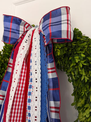 Liberty Lane Patriotic Wreath Ribbon Bow
