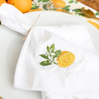 Orange Blossom Embroidered Dinner Napkins