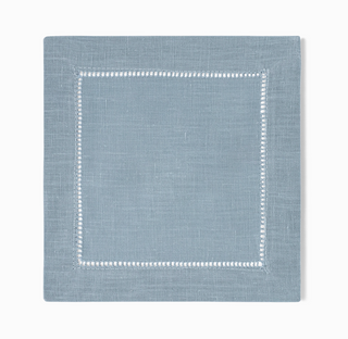 Heirloom Linen Cocktail Napkin, Light Blue
