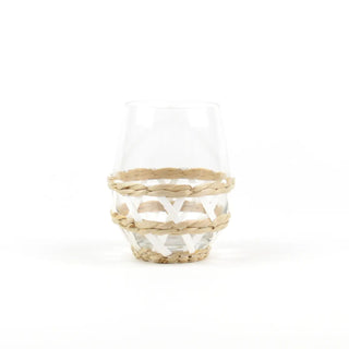 Rattan Stemless Wine Glass, White