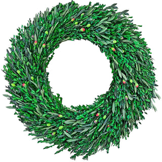 Preserved Dried Olive Leaf and Boxwood Wreath, 30"